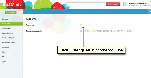 Click the Change password link 
