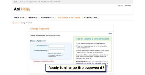ready to change the AOL password?