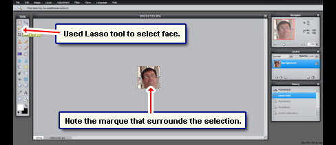 With marquee tool select only the face