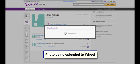 Double-click to upload the photo to Yahoo