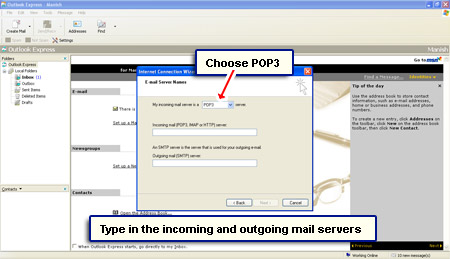 Enter Bigpond email account settings