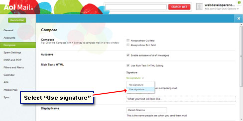 Select Use Signature