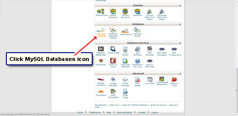 Click the MySQL Databases icon