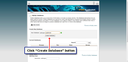Click the Create Database button