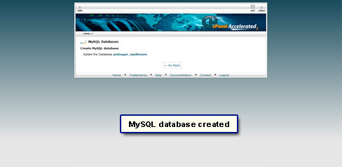 MySQL database created