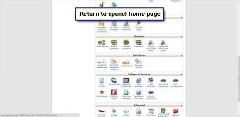 Return to the cpanel home page