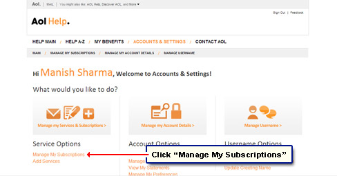 Click Manage My Subscription link