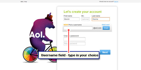 Enter your username choice