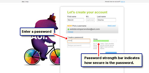 Enter a password for your account