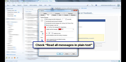 Select to read the messages in plain text format