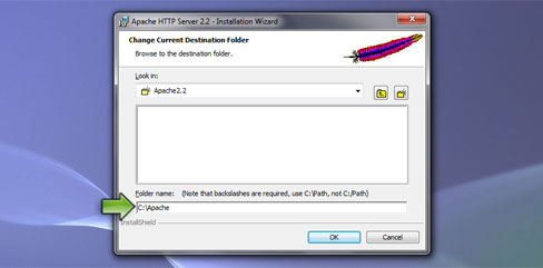 Change the Apache install folder