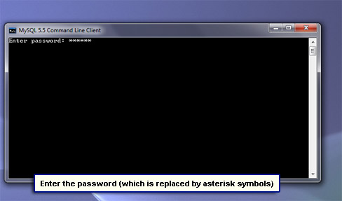 Enter the password (which is replaced by asterisk symbols).