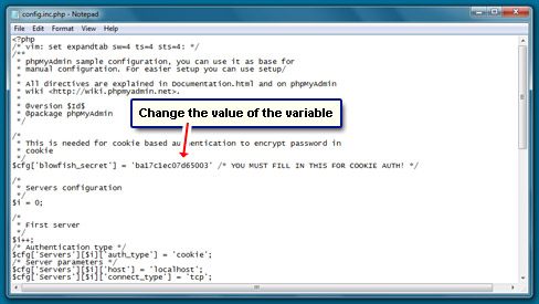 Put a new value for the variable