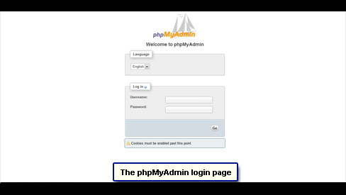 Load the phpMyAdmin page in a browser window.