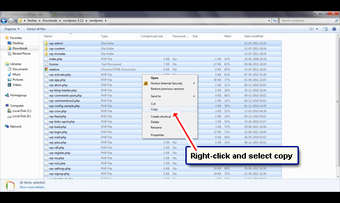 Right-click and select copy. Put all files in the clipboard.