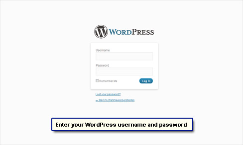 Type in your WordPress username and password.