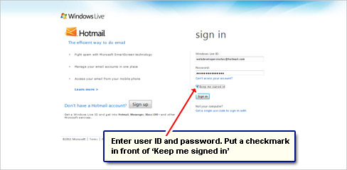 Sign in with user ID and password and check Keep me sign in option
