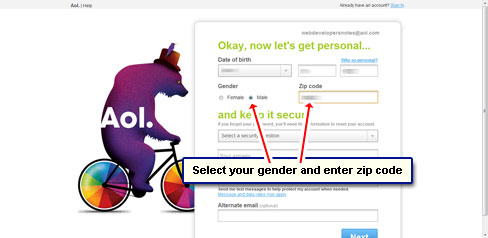 Select your gender and enter zip code