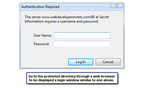 The authentication pop-up displayed by the browser