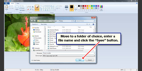Designate a save folder for the reduced images