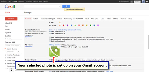 Picture is now set on your Gmail account