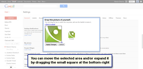 Move the selection area; you can also drag the bottom-right corner to increase selected area