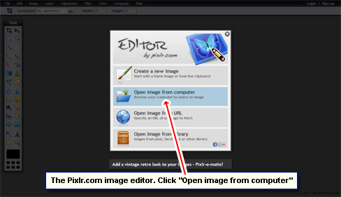 Open image in the online Pixlr graphic editor