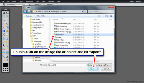Select and upload image from a folder on your computer