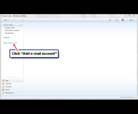 Add a new email account on Windows Live Mail