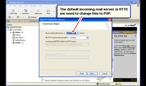 Change the email protocol to POP3 - Post Office Protocol 3
