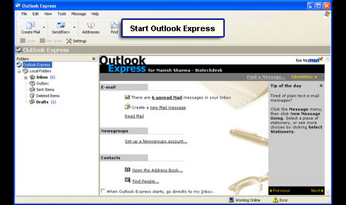 Launch Outlook Express email program