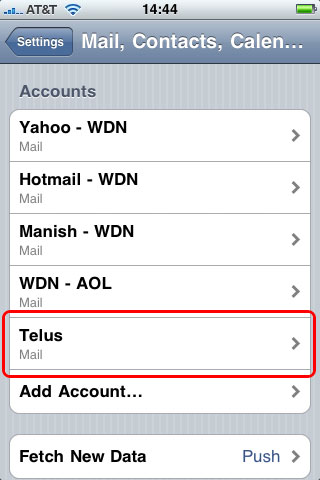 Telus email account has now been added to your iPhone