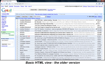 The Gmail HTML basic view - the older version