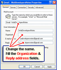 Change the properties of the Gmail account in Outlook Express