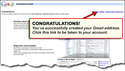 Congratulations on creating a Gmail address