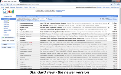Gmail newer version - the standard Gmail view