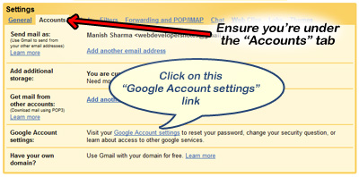 Google Account settings link