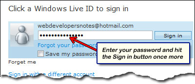 Enter your password and hit the Sign in button to access your Hotmail emails