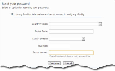 Forgot Hotmail password? - Reset it with your location information and security question