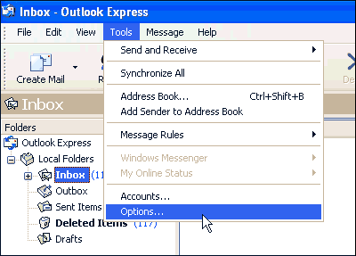 Creating a backup of Outlook Express by first locating the stored folder