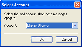 Selecting email accounts in Outlook Express from the list
