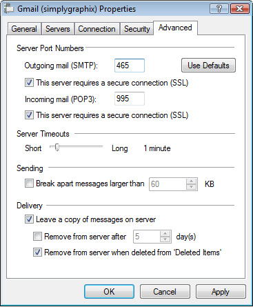Live Mail configuration and setup of Gmail account