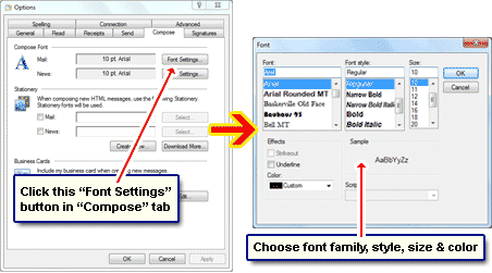 Change the email font size in Windows Live Mail