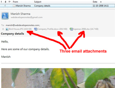 Windows Live Mail email attachments