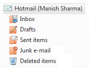 The Windows Hotmail Live folders added to Windows Live Mail client