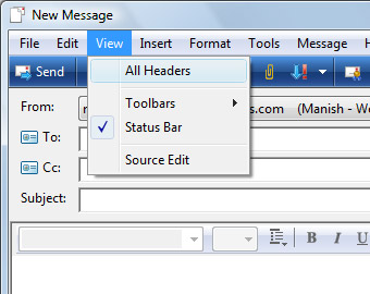 Add Bcc column to email messages in Windows Mail