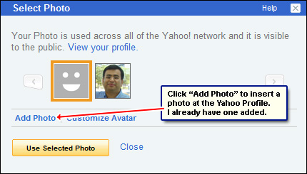 Add photo to your Yahoo Profile