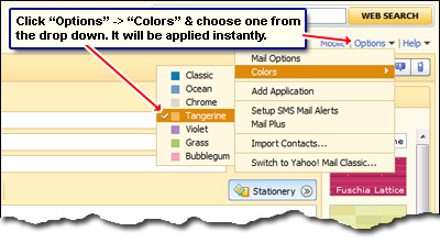 Customize Yahoo All-new Mail interface by choosing a applying a color to the layout