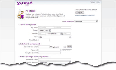 Fill up the sign up form to get a second Yahoo email address which is not linked to the current one