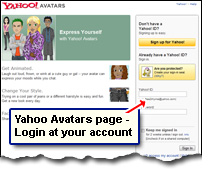 Yahoo Avatars homepage - create your own digital alter ego